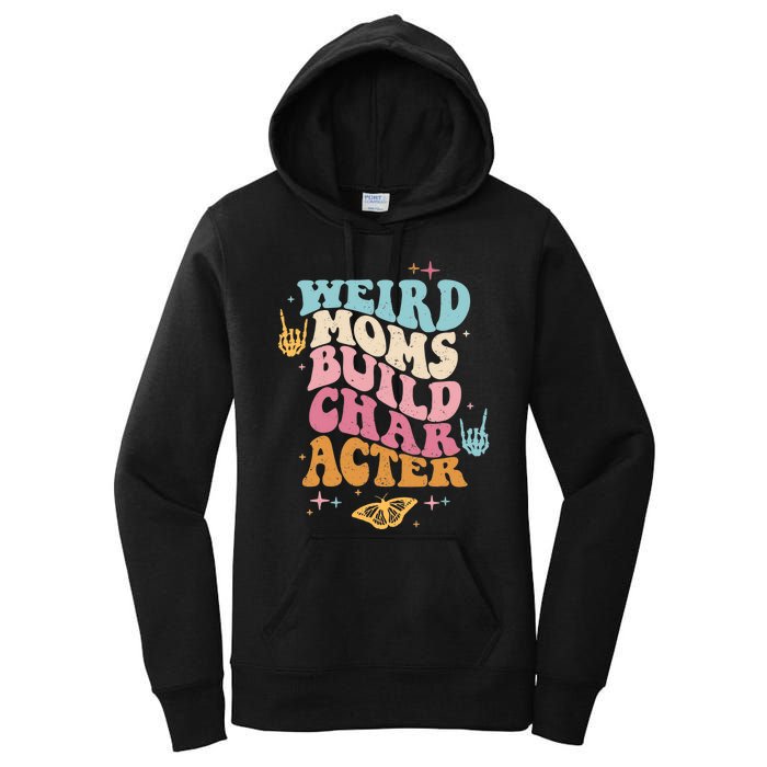 Groovy Weird Moms Build Character, Overstimulated Mom (Back) Women's Pullover Hoodie