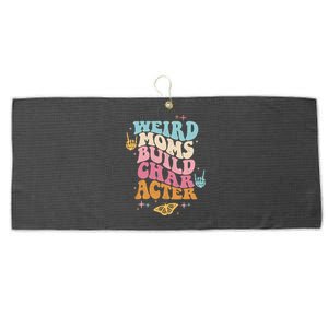 Groovy Weird Moms Build Character, Overstimulated Mom (Back) Large Microfiber Waffle Golf Towel