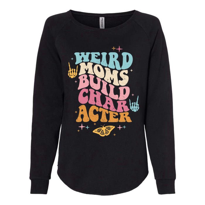 Groovy Weird Moms Build Character, Overstimulated Mom (Back) Womens California Wash Sweatshirt