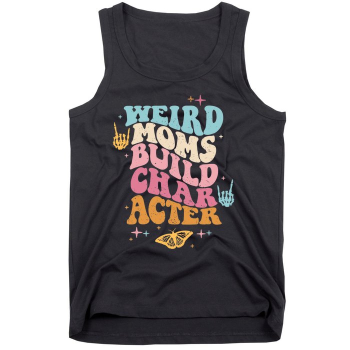 Groovy Weird Moms Build Character, Overstimulated Mom (Back) Tank Top