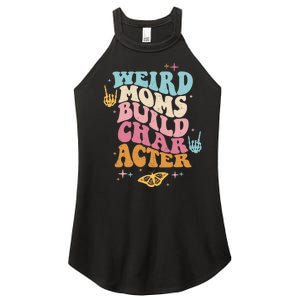 Groovy Weird Moms Build Character, Overstimulated Mom (Back) Women's Perfect Tri Rocker Tank