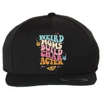 Groovy Weird Moms Build Character, Overstimulated Mom (Back) Wool Snapback Cap