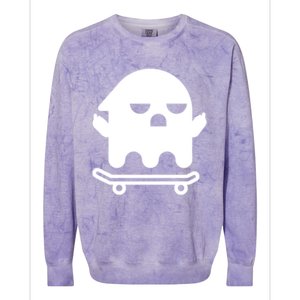 Ghost With Middle Fingers On Skateboard Lazy Funny Halloween Cool Gift Colorblast Crewneck Sweatshirt