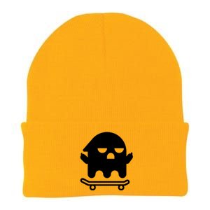 Ghost With Middle Fingers On Skateboard Lazy Funny Halloween Cool Gift Knit Cap Winter Beanie