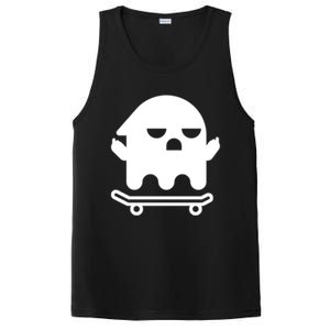 Ghost With Middle Fingers On Skateboard Lazy Funny Halloween Cool Gift PosiCharge Competitor Tank