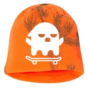 Ghost With Middle Fingers On Skateboard Lazy Funny Halloween Cool Gift Kati - Camo Knit Beanie