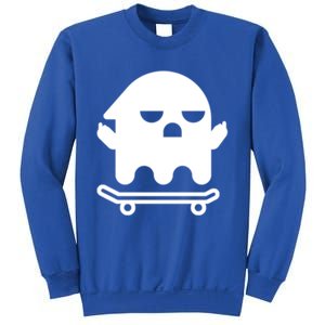 Ghost With Middle Fingers On Skateboard Lazy Funny Halloween Cool Gift Sweatshirt