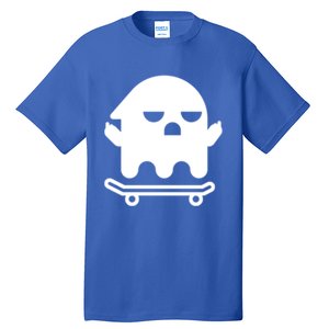 Ghost With Middle Fingers On Skateboard Lazy Funny Halloween Cool Gift Tall T-Shirt