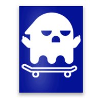 Ghost With Middle Fingers On Skateboard Lazy Funny Halloween Cool Gift Poster