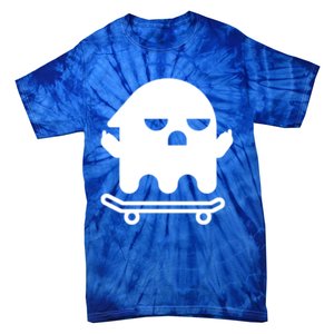 Ghost With Middle Fingers On Skateboard Lazy Funny Halloween Cool Gift Tie-Dye T-Shirt