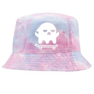 Ghost With Middle Fingers On Skateboard Lazy Funny Halloween Cool Gift Tie-Dyed Bucket Hat