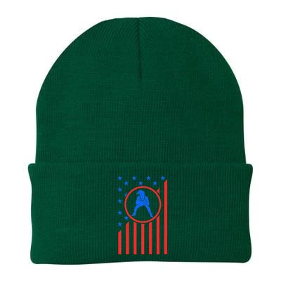 Girls Wrestling Mom  Wrestler Female Wrestle USA Flag  Knit Cap Winter Beanie