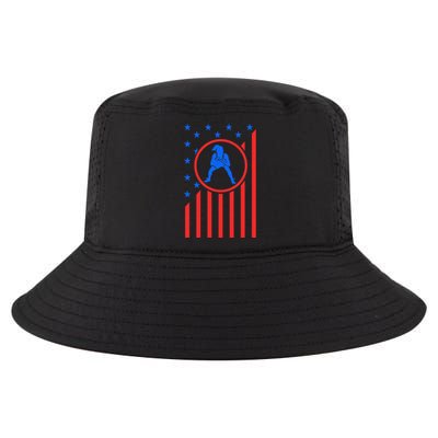 Girls Wrestling Mom  Wrestler Female Wrestle USA Flag  Cool Comfort Performance Bucket Hat