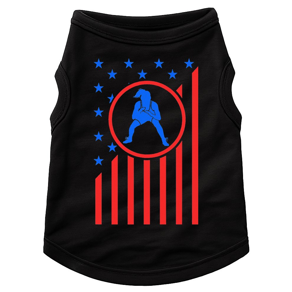Girls Wrestling Mom  Wrestler Female Wrestle USA Flag  Doggie Tank