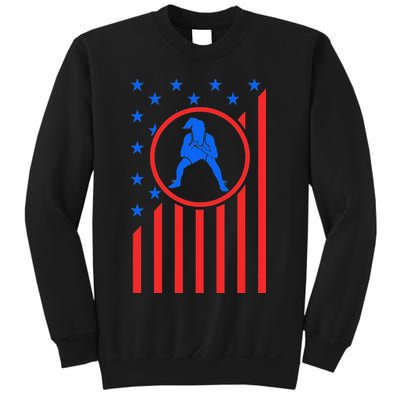 Girls Wrestling Mom  Wrestler Female Wrestle USA Flag  Sweatshirt