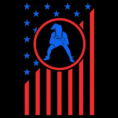 Girls Wrestling Mom  Wrestler Female Wrestle USA Flag  T-Shirt