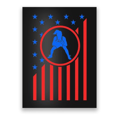 Girls Wrestling Mom  Wrestler Female Wrestle USA Flag  Poster