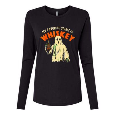 Ghost Whiskey My Favorite Spirit Is Whiskey Ghost Womens Cotton Relaxed Long Sleeve T-Shirt