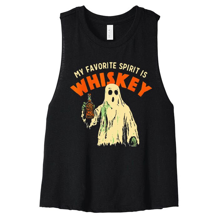 Ghost Whiskey My Favorite Spirit Is Whiskey Ghost Women's Racerback Cropped Tank