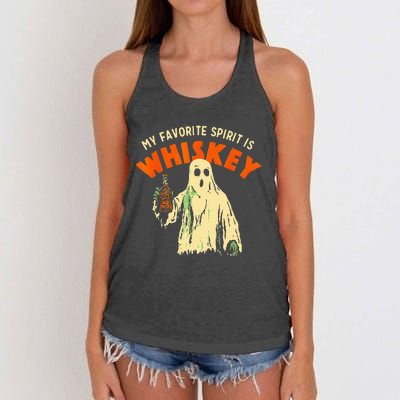 Ghost Whiskey My Favorite Spirit Is Whiskey Ghost Women's Knotted Racerback Tank