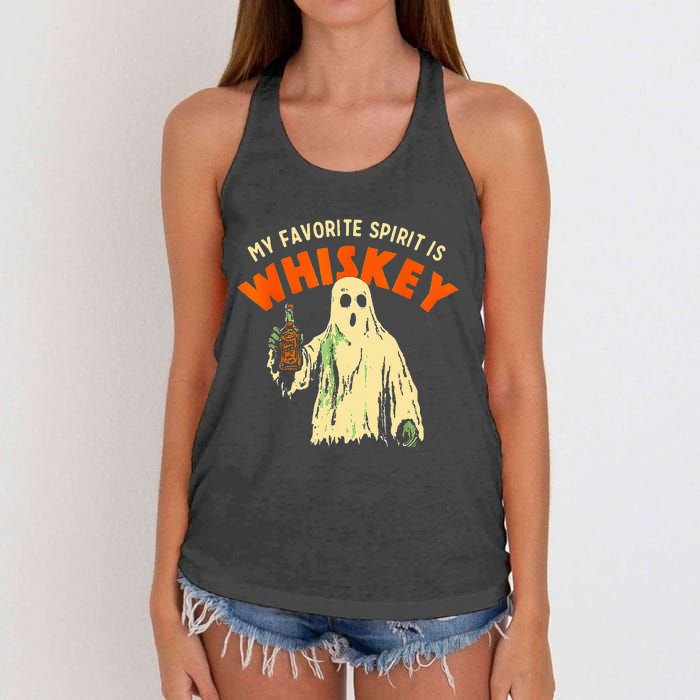 Ghost Whiskey My Favorite Spirit Is Whiskey Ghost Women's Knotted Racerback Tank