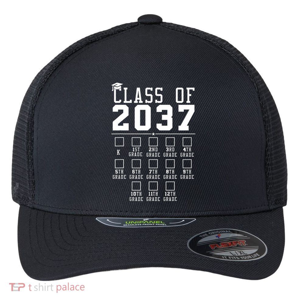 Grow With Me Class Of 2037 Handprint Kindergarten Graduation Flexfit Unipanel Trucker Cap