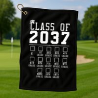 Grow With Me Class Of 2037 Handprint Kindergarten Graduation Golf Towel