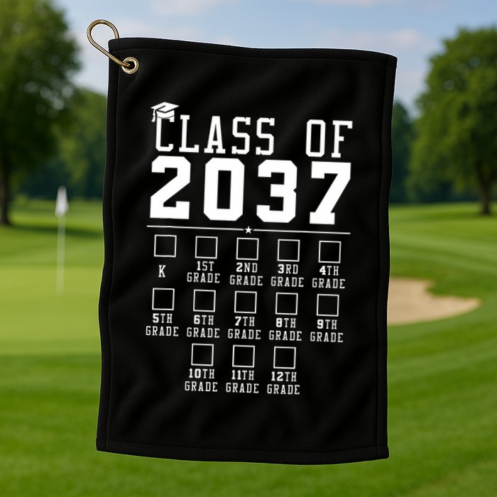 Grow With Me Class Of 2037 Handprint Kindergarten Graduation Golf Towel
