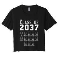 Grow With Me Class Of 2037 Handprint Kindergarten Graduation Women's Crop Top Tee