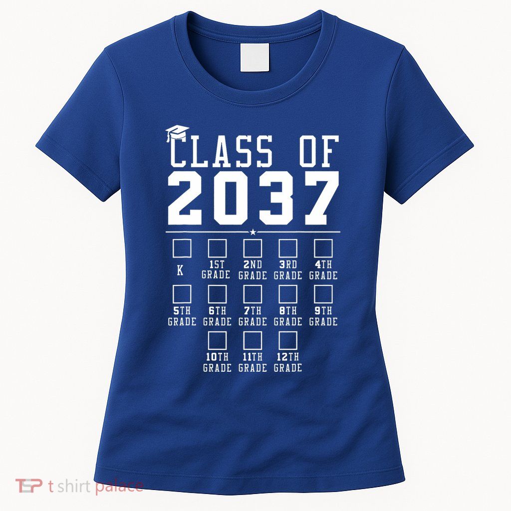 Grow With Me Class Of 2037 Handprint Kindergarten Graduation Womens T-Shirt