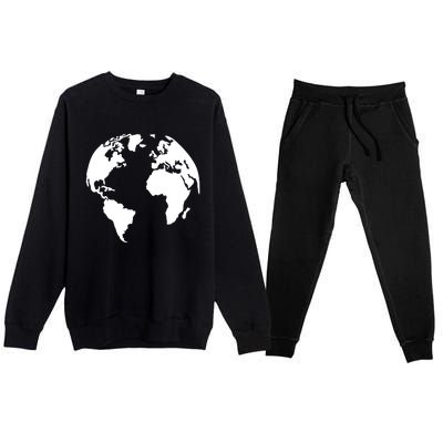 Globe World Map Gift Premium Crewneck Sweatsuit Set