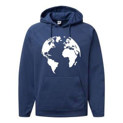 Globe World Map Gift Performance Fleece Hoodie