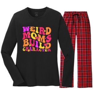 Groovy Weird Moms Build Character Mother's Day ( On Back) Women's Long Sleeve Flannel Pajama Set 