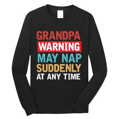 Grandpa Warning May Nap Suddenly Gift Vintage Long Sleeve Shirt