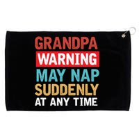 Grandpa Warning May Nap Suddenly Gift Vintage Grommeted Golf Towel