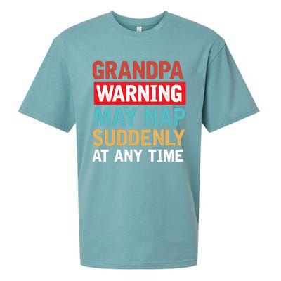 Grandpa Warning May Nap Suddenly Gift Vintage Sueded Cloud Jersey T-Shirt