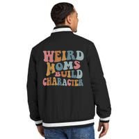 Groovy Weird Moms Build Character Funny , Overstimulated Mom (Back) Insulated Varsity Jacket