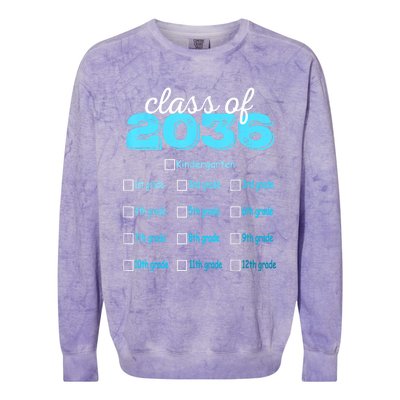 Grow With Me 2036 Hello First Day Of Kindergarten Vibes Colorblast Crewneck Sweatshirt