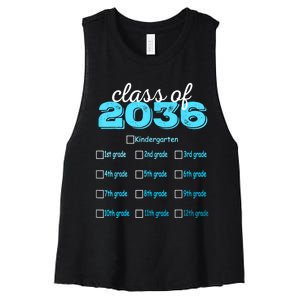 Grow With Me 2036 Hello First Day Of Kindergarten Vibes Women's Racerback Cropped Tank