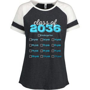 Grow With Me 2036 Hello First Day Of Kindergarten Vibes Enza Ladies Jersey Colorblock Tee