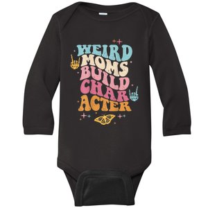 Groovy Weird Moms Build Character, Overstimulated Mom Baby Long Sleeve Bodysuit