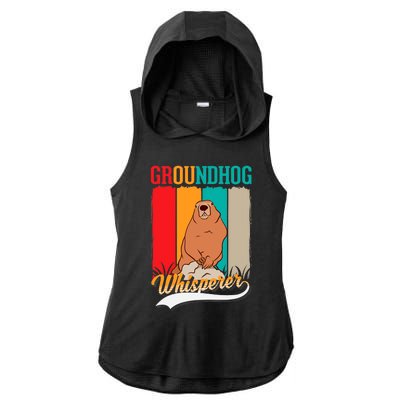 Groundhog Whisperer Marmot Whisperer Ladies PosiCharge Tri-Blend Wicking Draft Hoodie Tank