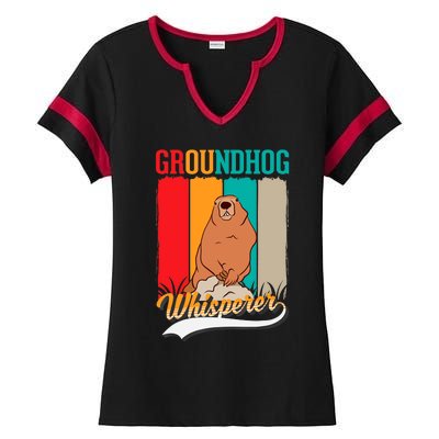 Groundhog Whisperer Marmot Whisperer Ladies Halftime Notch Neck Tee