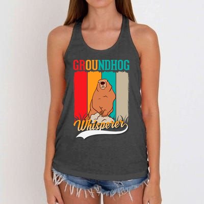 Groundhog Whisperer Marmot Whisperer Women's Knotted Racerback Tank