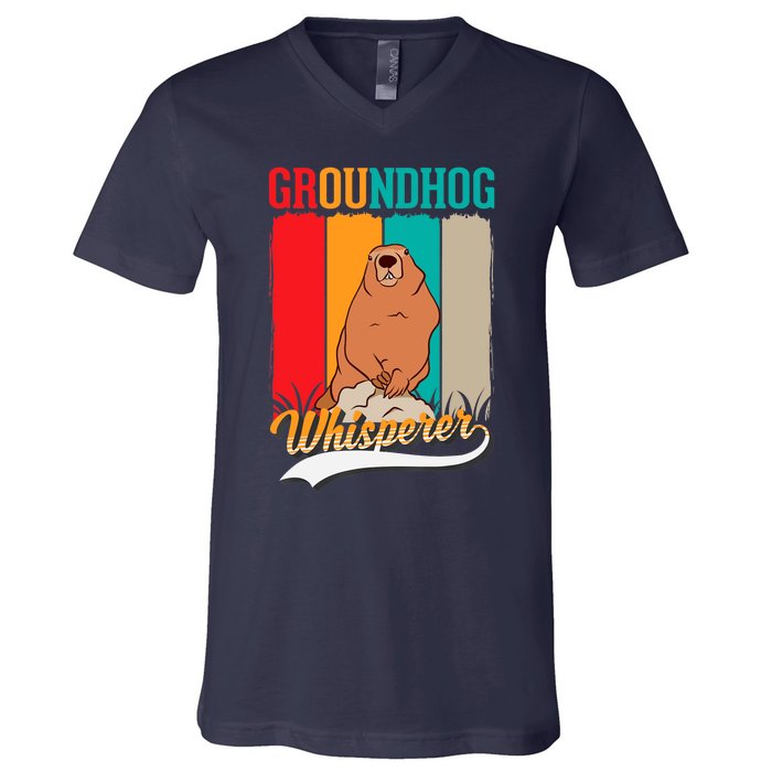 Groundhog Whisperer Marmot Whisperer V-Neck T-Shirt