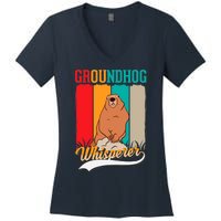 Groundhog Whisperer Marmot Whisperer Women's V-Neck T-Shirt