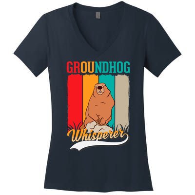 Groundhog Whisperer Marmot Whisperer Women's V-Neck T-Shirt