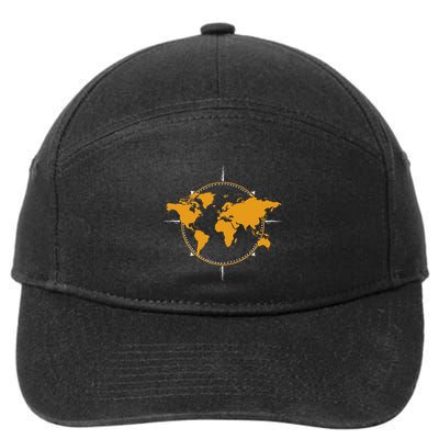 Geographic World Map & Compass Graphic Travel 7-Panel Snapback Hat