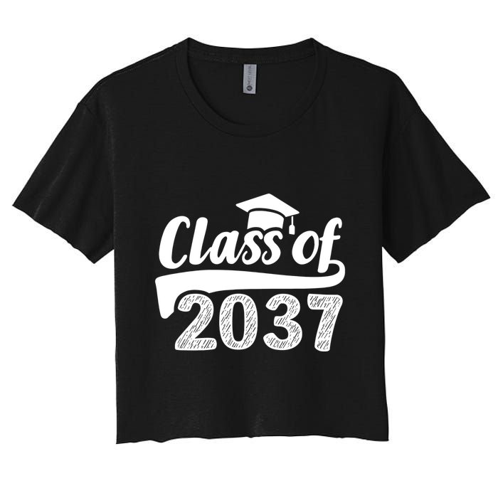 Grow With Me Class Of 2037 Graduation Preschool Women's Crop Top Tee