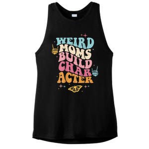 Groovy Weird Moms Build Character, Overstimulated Mom (Back) Ladies PosiCharge Tri-Blend Wicking Tank